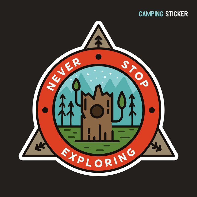 Never Stop Exploring example badge artwork, design reference